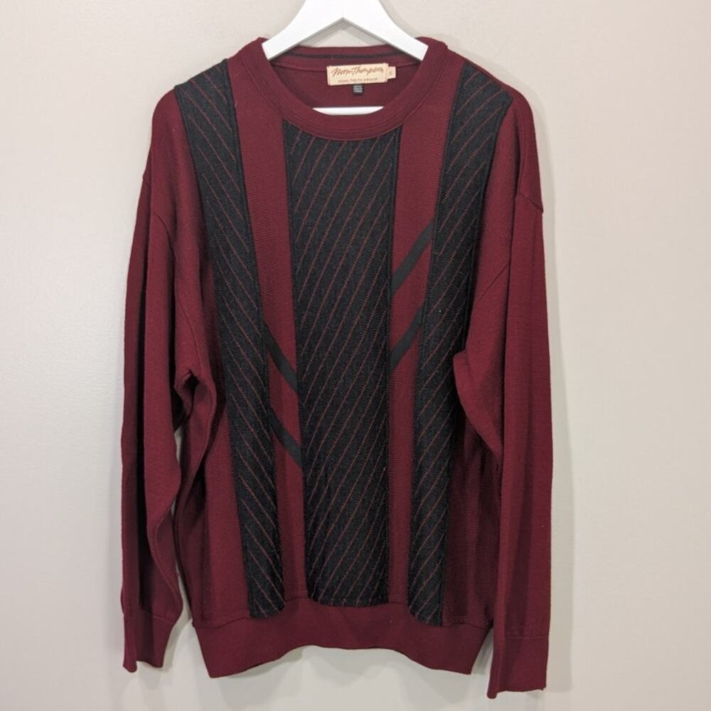 Norm Thompson Sweater 3d Red 90s Retro Vintage Classic Bold Timeless - Size XL
